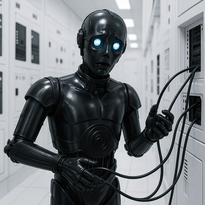 Lotek Android Robot Black Terminal Repair Clueless 01