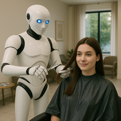 Lotek Android Robot Haircut Barber Young-woman 01