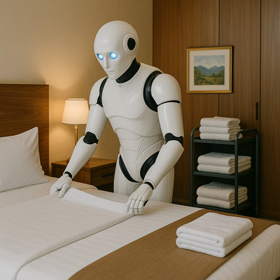 Lotek Android Robot Hotel-room Bed 01