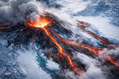 Lotek Atmospheric-landscape Volcano Lava Fire Ice Snow 01