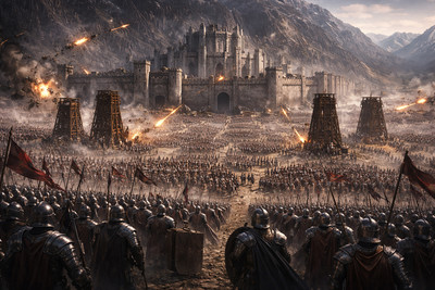 Lotek Historical Battle-scene Knights Fortress Siege Epic 01