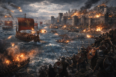 Lotek Historical Battle-scene Roman-fleet Coast-fortress Epic 01